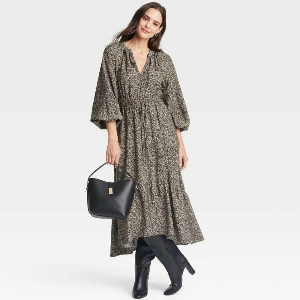 a new day Black and White Long Sleeve Leopard Dress
